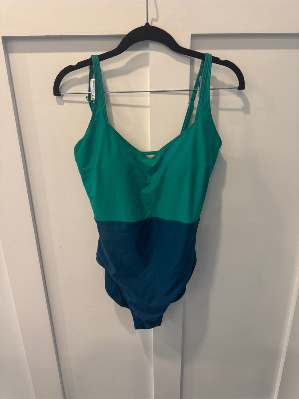 summersalt Teal and Dark Blue Colorblock One-Piece 12 regular torso